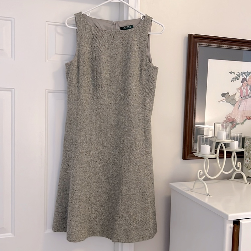 RALPH LAUREN Classic Wool Skater Tweed Dress